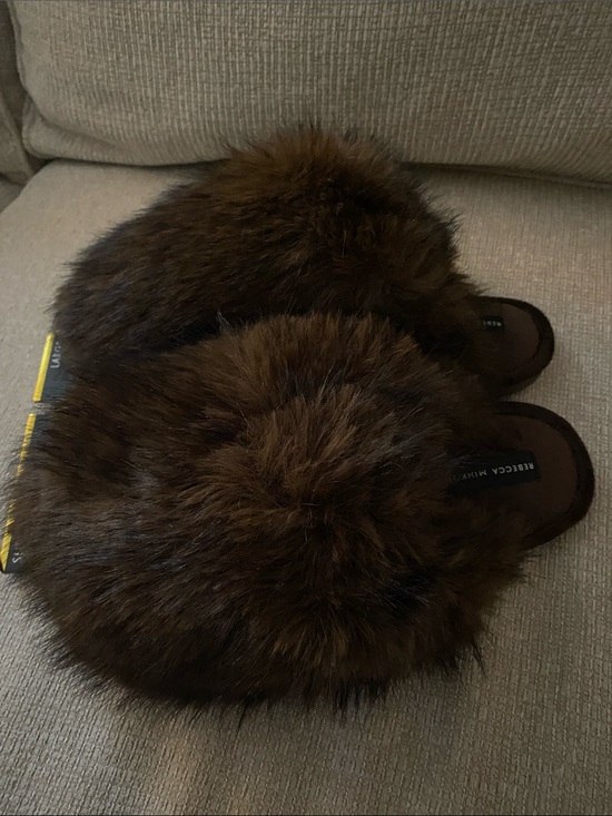 Rebecca Minkoff Shoes - Rebecca Minkoff Brown Faux-Fur Slide Slippers